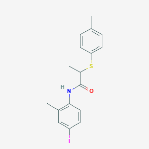 molecular formula C17H18INOS B4088342 N-(4-iodo-2-methylphenyl)-2-[(4-methylphenyl)thio]propanamide 