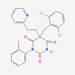 molecular formula C25H21Cl2N3O3 B4088360 5-(2,6-dichlorobenzyl)-1-(2-methylphenyl)-5-[2-(2-pyridinyl)ethyl]-2,4,6(1H,3H,5H)-pyrimidinetrione 