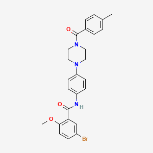 molecular formula C26H26BrN3O3 B4088369 5-bromo-2-methoxy-N-{4-[4-(4-methylbenzoyl)-1-piperazinyl]phenyl}benzamide 