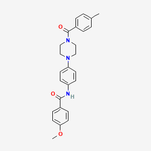 molecular formula C26H27N3O3 B4088377 4-methoxy-N-{4-[4-(4-methylbenzoyl)-1-piperazinyl]phenyl}benzamide 