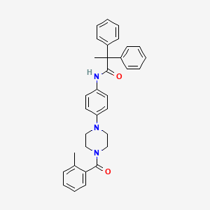 molecular formula C33H33N3O2 B4088383 N-{4-[4-(2-methylbenzoyl)-1-piperazinyl]phenyl}-2,2-diphenylpropanamide 
