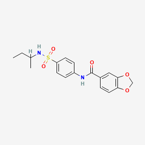 molecular formula C18H20N2O5S B4088405 N-{4-[(sec-butylamino)sulfonyl]phenyl}-1,3-benzodioxole-5-carboxamide 