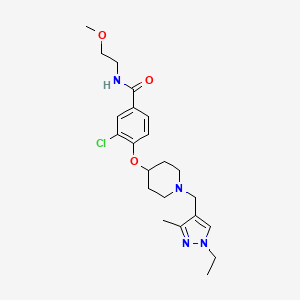 molecular formula C22H31ClN4O3 B4088435 3-chloro-4-({1-[(1-ethyl-3-methyl-1H-pyrazol-4-yl)methyl]-4-piperidinyl}oxy)-N-(2-methoxyethyl)benzamide 