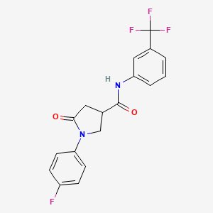 molecular formula C18H14F4N2O2 B4088440 1-(4-fluorophenyl)-5-oxo-N-[3-(trifluoromethyl)phenyl]-3-pyrrolidinecarboxamide 