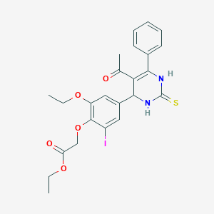 molecular formula C24H25IN2O5S B4088488 ethyl [4-(5-acetyl-6-phenyl-2-thioxo-1,2,3,4-tetrahydro-4-pyrimidinyl)-2-ethoxy-6-iodophenoxy]acetate 