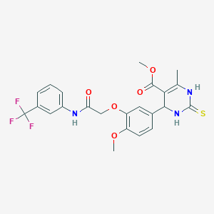 molecular formula C23H22F3N3O5S B4088505 methyl 4-[4-methoxy-3-(2-oxo-2-{[3-(trifluoromethyl)phenyl]amino}ethoxy)phenyl]-6-methyl-2-thioxo-1,2,3,4-tetrahydro-5-pyrimidinecarboxylate 