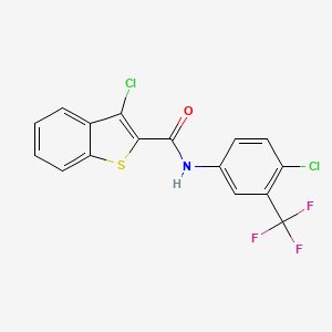3-chloro-N-[4-chloro-3-(trifluoromethyl)phenyl]-1-benzothiophene-2-carboxamide