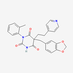 molecular formula C26H23N3O5 B4088543 5-(1,3-benzodioxol-5-ylmethyl)-1-(2-methylphenyl)-5-[2-(4-pyridinyl)ethyl]-2,4,6(1H,3H,5H)-pyrimidinetrione 