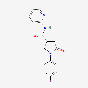 molecular formula C16H14FN3O2 B4088560 1-(4-fluorophenyl)-5-oxo-N-2-pyridinyl-3-pyrrolidinecarboxamide 
