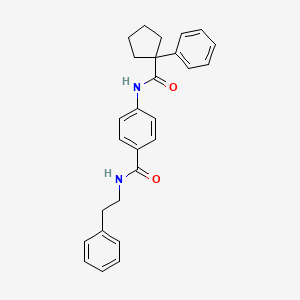 molecular formula C27H28N2O2 B4088646 4-{[(1-phenylcyclopentyl)carbonyl]amino}-N-(2-phenylethyl)benzamide 