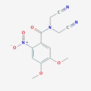 molecular formula C13H12N4O5 B408865 N,N-bis(cyanomethyl)-4,5-dimethoxy-2-nitrobenzamide 