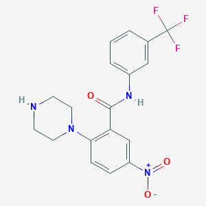 molecular formula C18H17F3N4O3 B4088693 5-nitro-2-(1-piperazinyl)-N-[3-(trifluoromethyl)phenyl]benzamide 