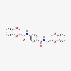 molecular formula C25H22N2O6 B4088715 N-(4-{[(2,3-dihydro-1,4-benzodioxin-2-ylmethyl)amino]carbonyl}phenyl)-2,3-dihydro-1,4-benzodioxine-2-carboxamide 