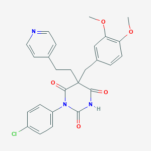 molecular formula C26H24ClN3O5 B4088723 1-(4-chlorophenyl)-5-(3,4-dimethoxybenzyl)-5-[2-(4-pyridinyl)ethyl]-2,4,6(1H,3H,5H)-pyrimidinetrione 