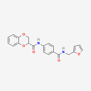 molecular formula C21H18N2O5 B4088741 N-(4-{[(2-furylmethyl)amino]carbonyl}phenyl)-2,3-dihydro-1,4-benzodioxine-2-carboxamide 