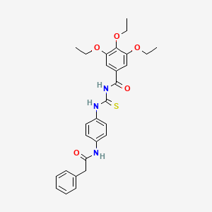 molecular formula C28H31N3O5S B4088753 3,4,5-triethoxy-N-[({4-[(phenylacetyl)amino]phenyl}amino)carbonothioyl]benzamide 