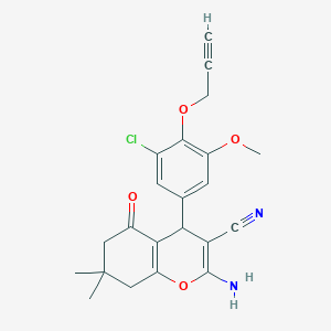 molecular formula C22H21ClN2O4 B4088764 2-amino-4-[3-chloro-5-methoxy-4-(2-propyn-1-yloxy)phenyl]-7,7-dimethyl-5-oxo-5,6,7,8-tetrahydro-4H-chromene-3-carbonitrile 