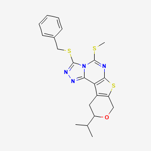 molecular formula C21H22N4OS3 B4088776 3-(benzylthio)-10-isopropyl-5-(methylthio)-10,11-dihydro-8H-pyrano[4',3':4,5]thieno[3,2-e][1,2,4]triazolo[4,3-c]pyrimidine 