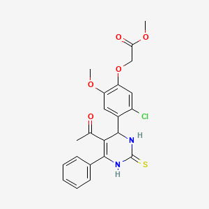 molecular formula C22H21ClN2O5S B4088784 methyl [4-(5-acetyl-6-phenyl-2-thioxo-1,2,3,4-tetrahydro-4-pyrimidinyl)-5-chloro-2-methoxyphenoxy]acetate 