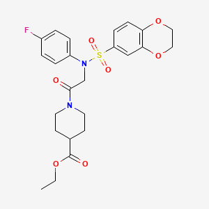 ethyl 1-[N-(2,3-dihydro-1,4-benzodioxin-6-ylsulfonyl)-N-(4-fluorophenyl)glycyl]-4-piperidinecarboxylate