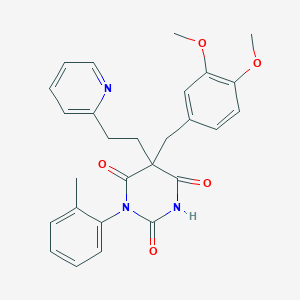molecular formula C27H27N3O5 B4088810 5-(3,4-dimethoxybenzyl)-1-(2-methylphenyl)-5-[2-(2-pyridinyl)ethyl]-2,4,6(1H,3H,5H)-pyrimidinetrione 