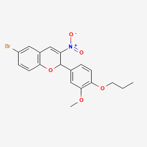 molecular formula C19H18BrNO5 B4088819 6-bromo-2-(3-methoxy-4-propoxyphenyl)-3-nitro-2H-chromene 
