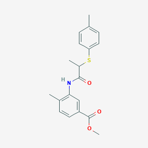 molecular formula C19H21NO3S B4088823 methyl 4-methyl-3-({2-[(4-methylphenyl)thio]propanoyl}amino)benzoate 