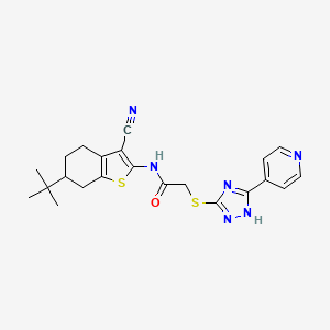 molecular formula C22H24N6OS2 B4088845 N-(6-tert-butyl-3-cyano-4,5,6,7-tetrahydro-1-benzothien-2-yl)-2-{[5-(4-pyridinyl)-4H-1,2,4-triazol-3-yl]thio}acetamide 