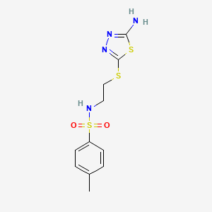molecular formula C11H14N4O2S3 B4088882 N-{2-[(5-amino-1,3,4-thiadiazol-2-yl)thio]ethyl}-4-methylbenzenesulfonamide 