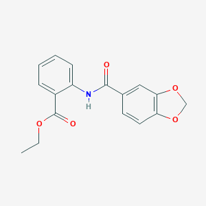 molecular formula C17H15NO5 B408890 Ethyl 2-[(1,3-benzodioxol-5-ylcarbonyl)amino]benzoate 