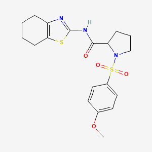 molecular formula C19H23N3O4S2 B4088926 1-[(4-methoxyphenyl)sulfonyl]-N-(4,5,6,7-tetrahydro-1,3-benzothiazol-2-yl)prolinamide 