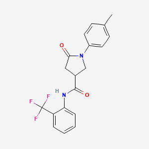 molecular formula C19H17F3N2O2 B4088972 1-(4-methylphenyl)-5-oxo-N-[2-(trifluoromethyl)phenyl]-3-pyrrolidinecarboxamide 