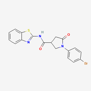 molecular formula C18H14BrN3O2S B4088993 N-1,3-benzothiazol-2-yl-1-(4-bromophenyl)-5-oxo-3-pyrrolidinecarboxamide 