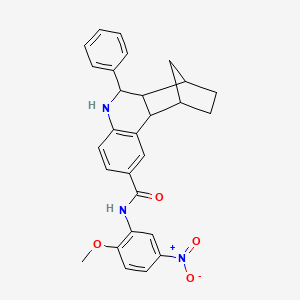molecular formula C28H27N3O4 B4089022 N-(2-methoxy-5-nitrophenyl)-10-phenyl-9-azatetracyclo[10.2.1.0~2,11~.0~3,8~]pentadeca-3,5,7-triene-5-carboxamide 