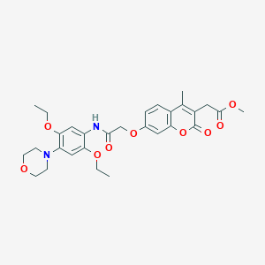 molecular formula C29H34N2O9 B4089073 methyl [7-(2-{[2,5-diethoxy-4-(4-morpholinyl)phenyl]amino}-2-oxoethoxy)-4-methyl-2-oxo-2H-chromen-3-yl]acetate 
