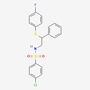 molecular formula C20H17ClFNO2S2 B4089105 4-chloro-N-{2-[(4-fluorophenyl)thio]-2-phenylethyl}benzenesulfonamide 