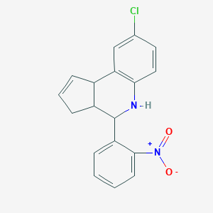 molecular formula C18H15ClN2O2 B408913 8-chloro-4-{2-nitrophenyl}-3a,4,5,9b-tetrahydro-3H-cyclopenta[c]quinoline 
