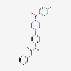 molecular formula C26H27N3O2 B4089143 N-{4-[4-(4-methylbenzoyl)-1-piperazinyl]phenyl}-2-phenylacetamide 