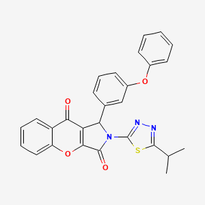 molecular formula C28H21N3O4S B4089156 2-(5-isopropyl-1,3,4-thiadiazol-2-yl)-1-(3-phenoxyphenyl)-1,2-dihydrochromeno[2,3-c]pyrrole-3,9-dione 