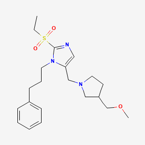 molecular formula C21H31N3O3S B4089169 2-(ethylsulfonyl)-5-{[3-(methoxymethyl)-1-pyrrolidinyl]methyl}-1-(3-phenylpropyl)-1H-imidazole 
