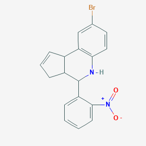 molecular formula C18H15BrN2O2 B408917 8-Bromo-4-(2-nitro-phenyl)-3a,4,5,9b-tetrahydro-3H-cyclopenta[c]quinoline 