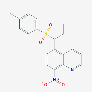 molecular formula C19H18N2O4S B4089181 5-{1-[(4-methylphenyl)sulfonyl]propyl}-8-nitroquinoline 