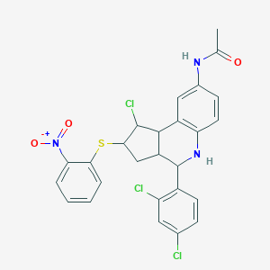 N-[1-chloro-4-(2,4-dichlorophenyl)-2-({2-nitrophenyl}sulfanyl)-2,3,3a,4,5,9b-hexahydro-1H-cyclopenta[c]quinolin-8-yl]acetamide