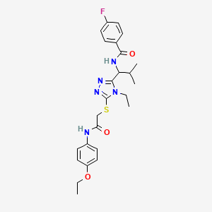 N-{1-[5-({2-[(4-ethoxyphenyl)amino]-2-oxoethyl}thio)-4-ethyl-4H-1,2,4-triazol-3-yl]-2-methylpropyl}-4-fluorobenzamide