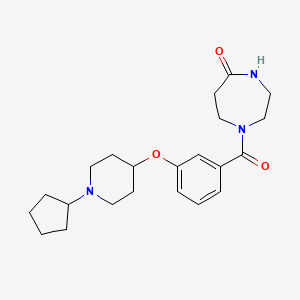 molecular formula C22H31N3O3 B4089217 1-{3-[(1-cyclopentyl-4-piperidinyl)oxy]benzoyl}-1,4-diazepan-5-one 