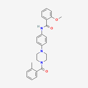 molecular formula C26H27N3O3 B4089231 2-methoxy-N-{4-[4-(2-methylbenzoyl)-1-piperazinyl]phenyl}benzamide 