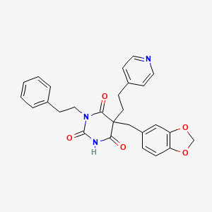 molecular formula C27H25N3O5 B4089249 5-(1,3-benzodioxol-5-ylmethyl)-1-(2-phenylethyl)-5-[2-(4-pyridinyl)ethyl]-2,4,6(1H,3H,5H)-pyrimidinetrione 