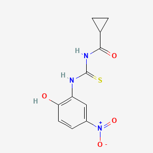 molecular formula C11H11N3O4S B4089264 N-{[(2-hydroxy-5-nitrophenyl)amino]carbonothioyl}cyclopropanecarboxamide 