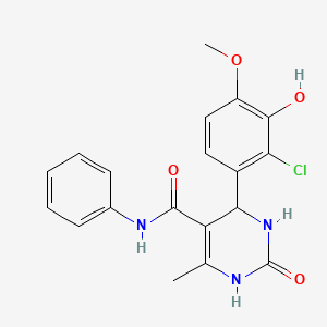 molecular formula C19H18ClN3O4 B4089299 4-(2-chloro-3-hydroxy-4-methoxyphenyl)-6-methyl-2-oxo-N-phenyl-1,2,3,4-tetrahydro-5-pyrimidinecarboxamide 