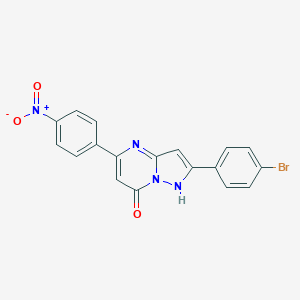 molecular formula C18H11BrN4O3 B408930 2-(4-Bromophenyl)-5-{4-nitrophenyl}pyrazolo[1,5-a]pyrimidin-7-ol 